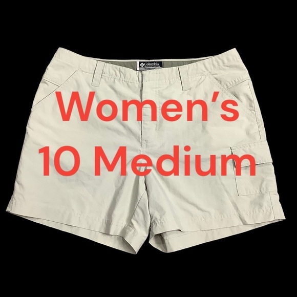 Women's Columbia XCO Medium 10 Cargo Shorts Khaki Khakis Chino Hiking Active EUC - Picture 2 of 10